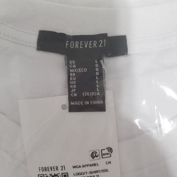 NWT Forever 21 Faux Gem J'adore Graphic Tee in White Size Large - Picture 3 of 7